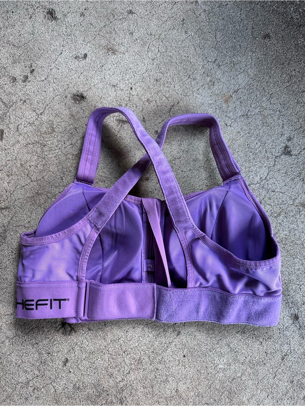 SHEFIT Lavender Front-Zip Ultimate Cross-Back Straps Sports Bra - Picture 3 of 6